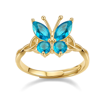December Adjustable Celtic Knot Butterfly Birthstone Ring