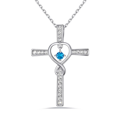 December Birthstone Infinity Cross Necklace For Women on a white background