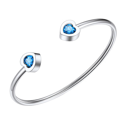 December Heart Birthstone Cuff Bracelet