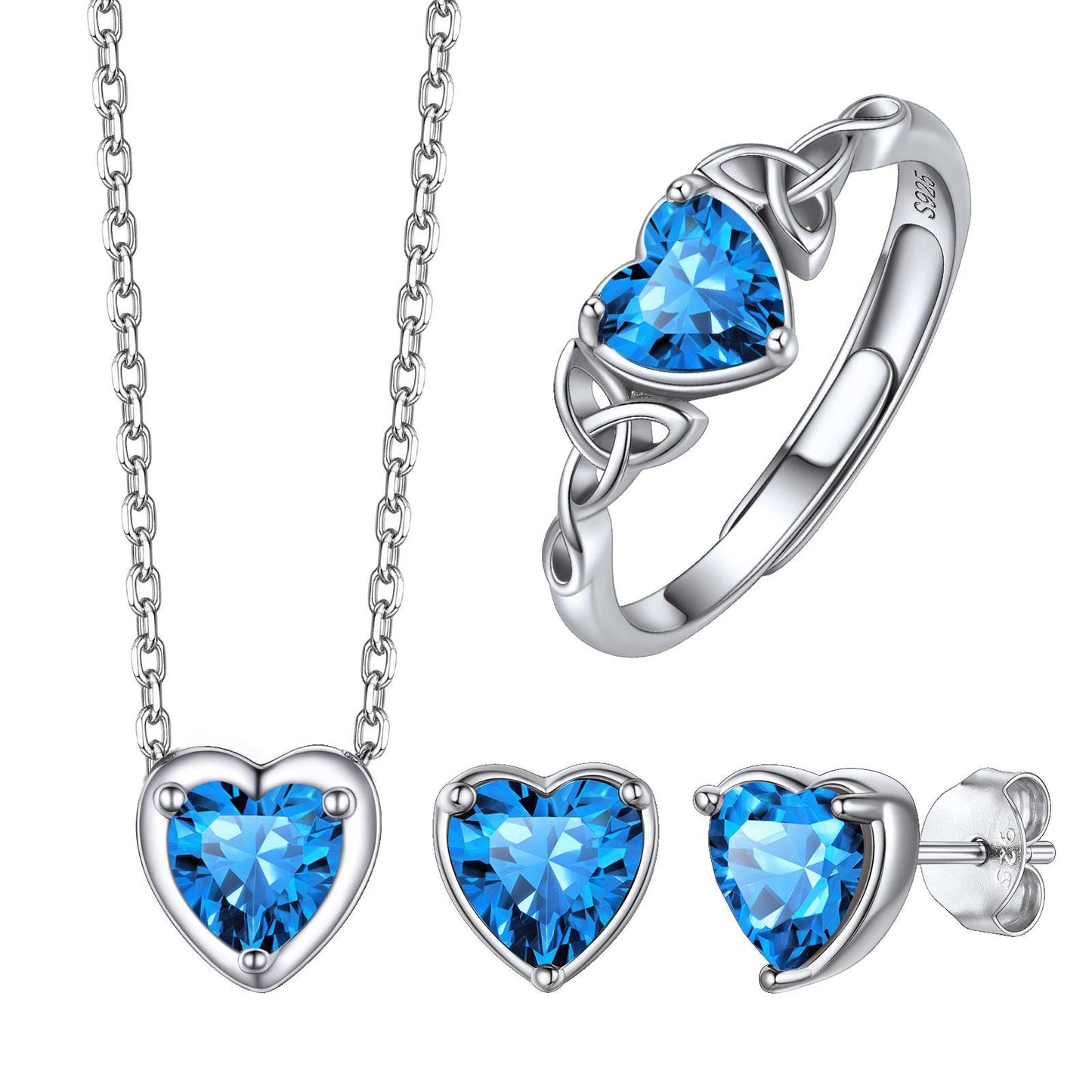 December Heart Birthstone Jewelry Set