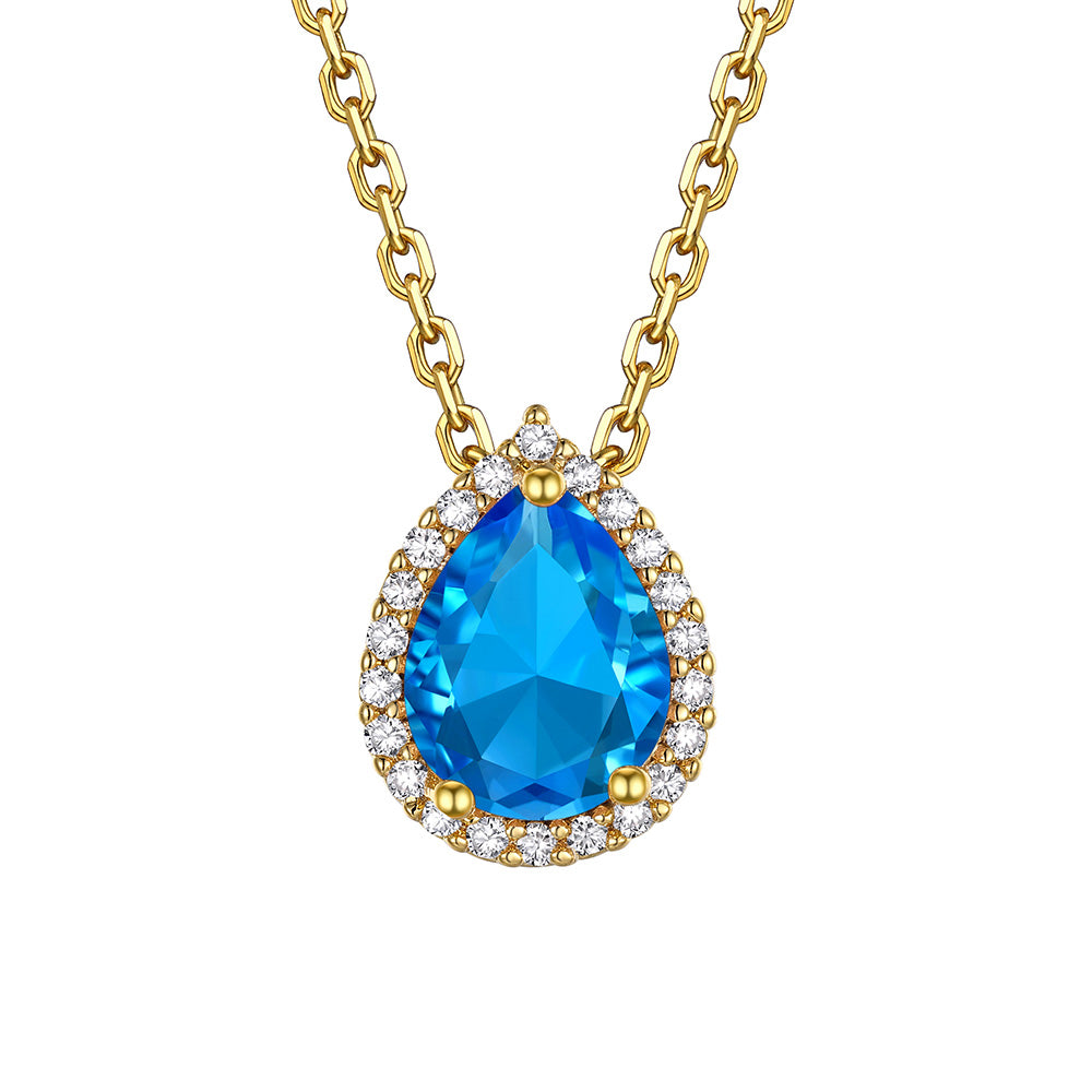 December Teardrop Birthstone Necklace Gold Plated