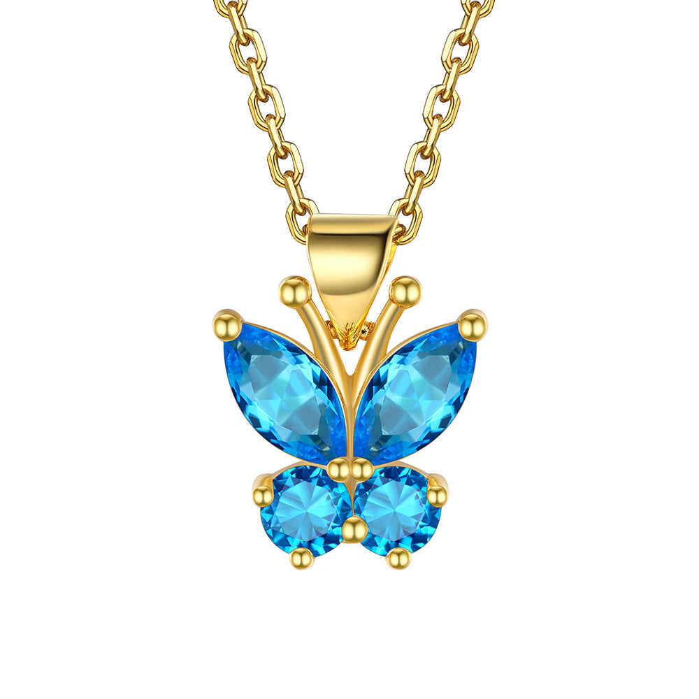 December birthstone butterfly necklace Gold Plated