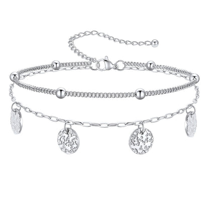 Disc Layered  Paperclip Chain Anklets