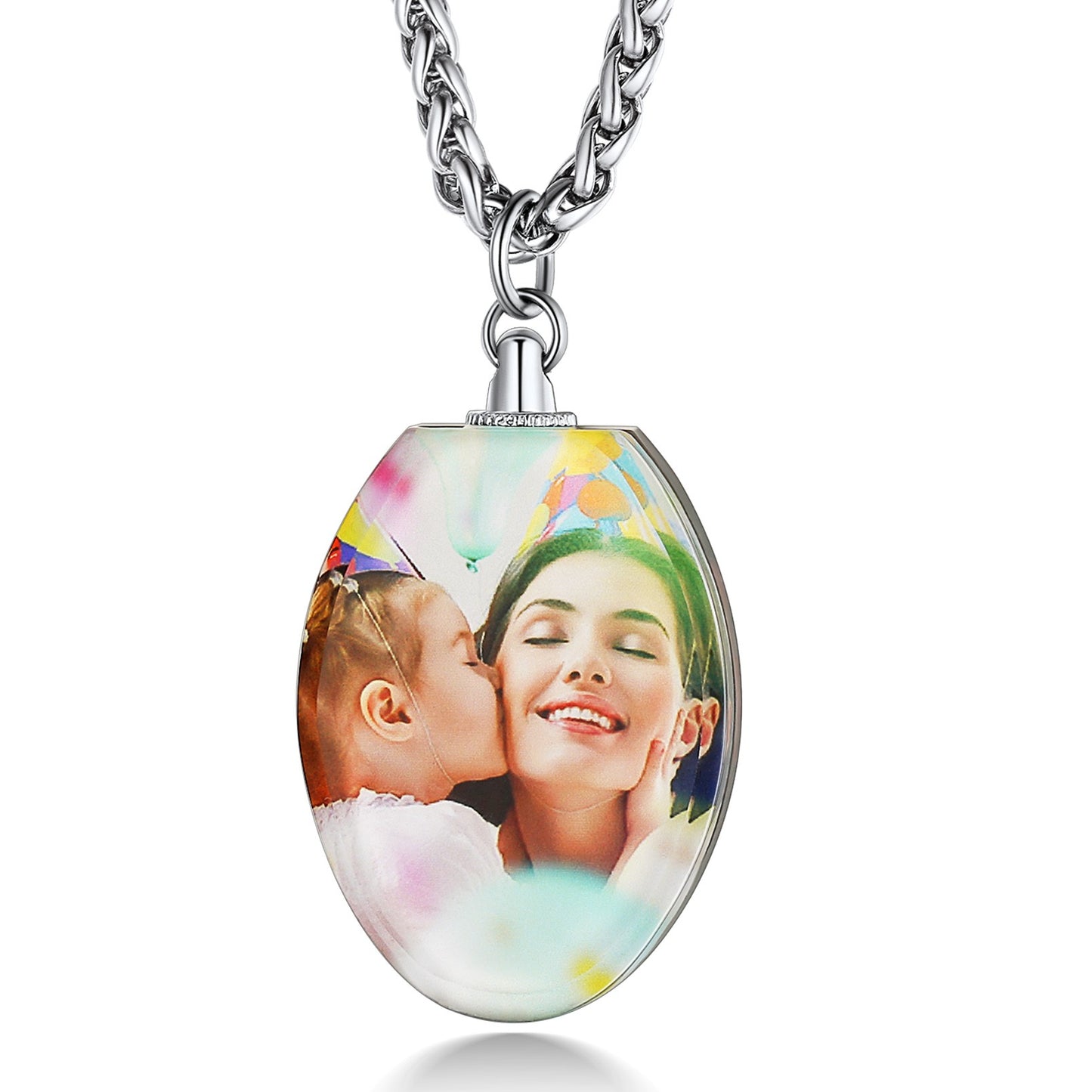 Personalized Double Sided Picture Leaf Necklace oval