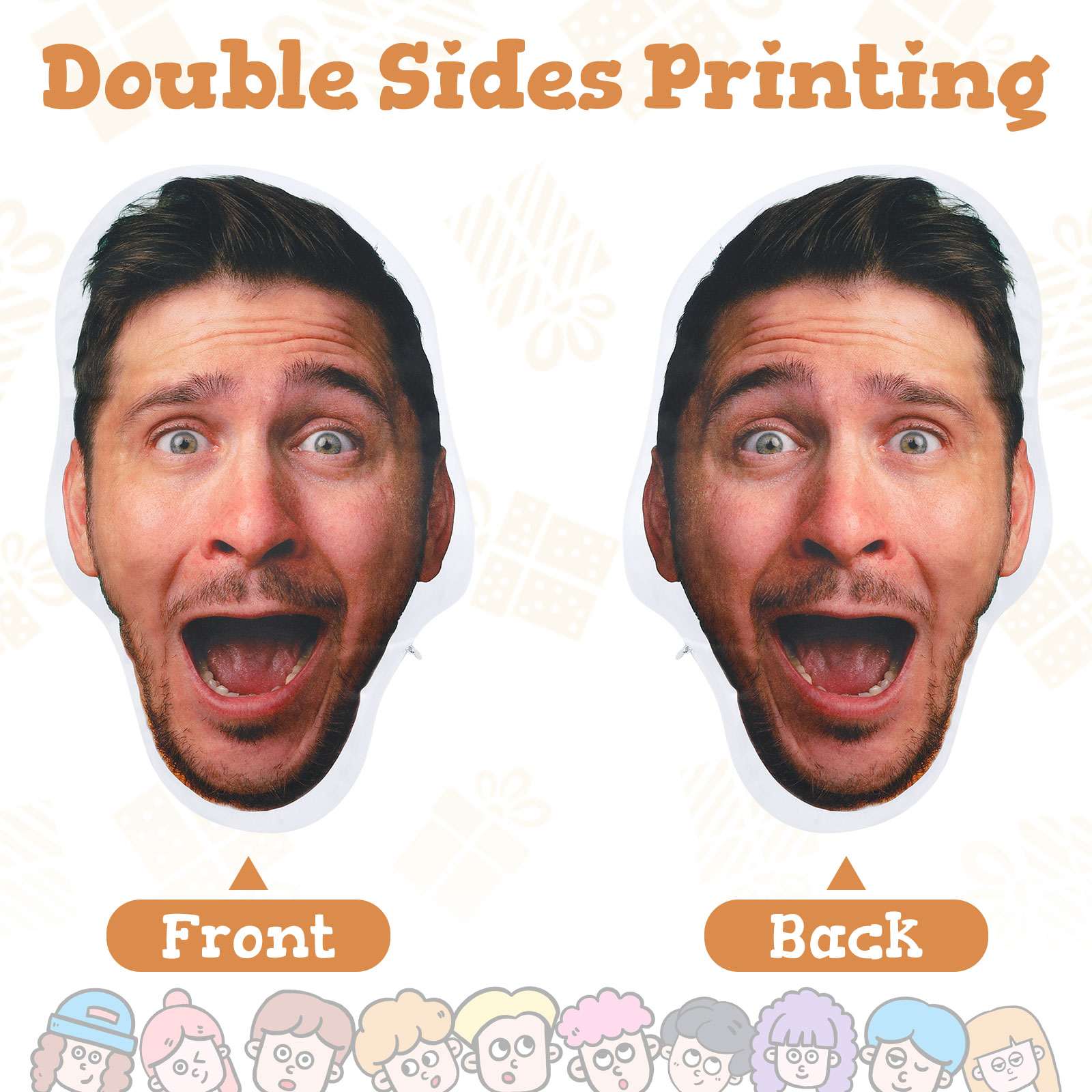 Double sided photo face pillow 