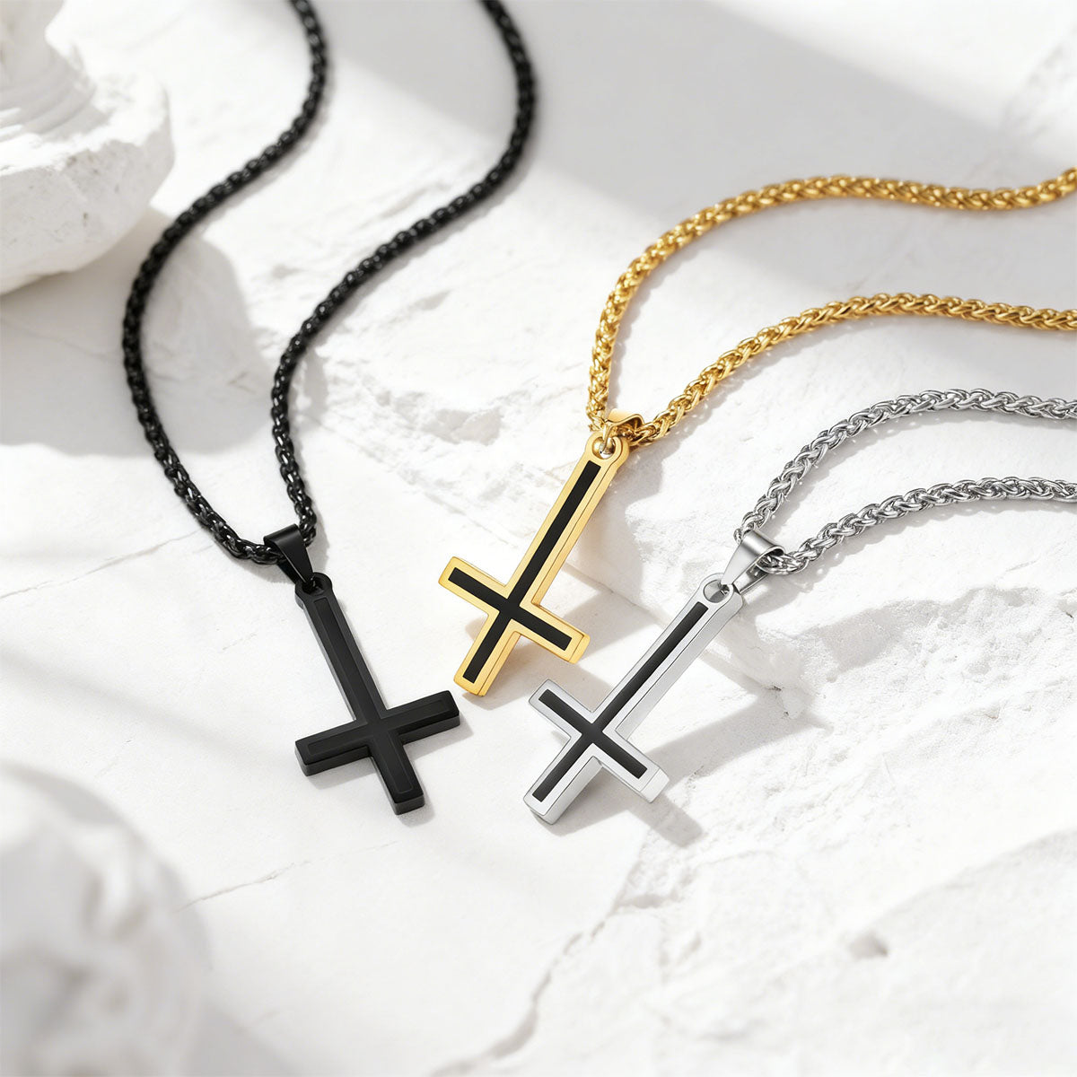 Enamel Inverted Cross Necklace in different color
