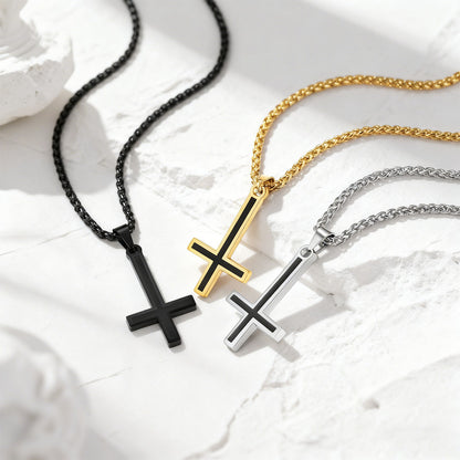 Enamel Inverted Cross Necklace in different color