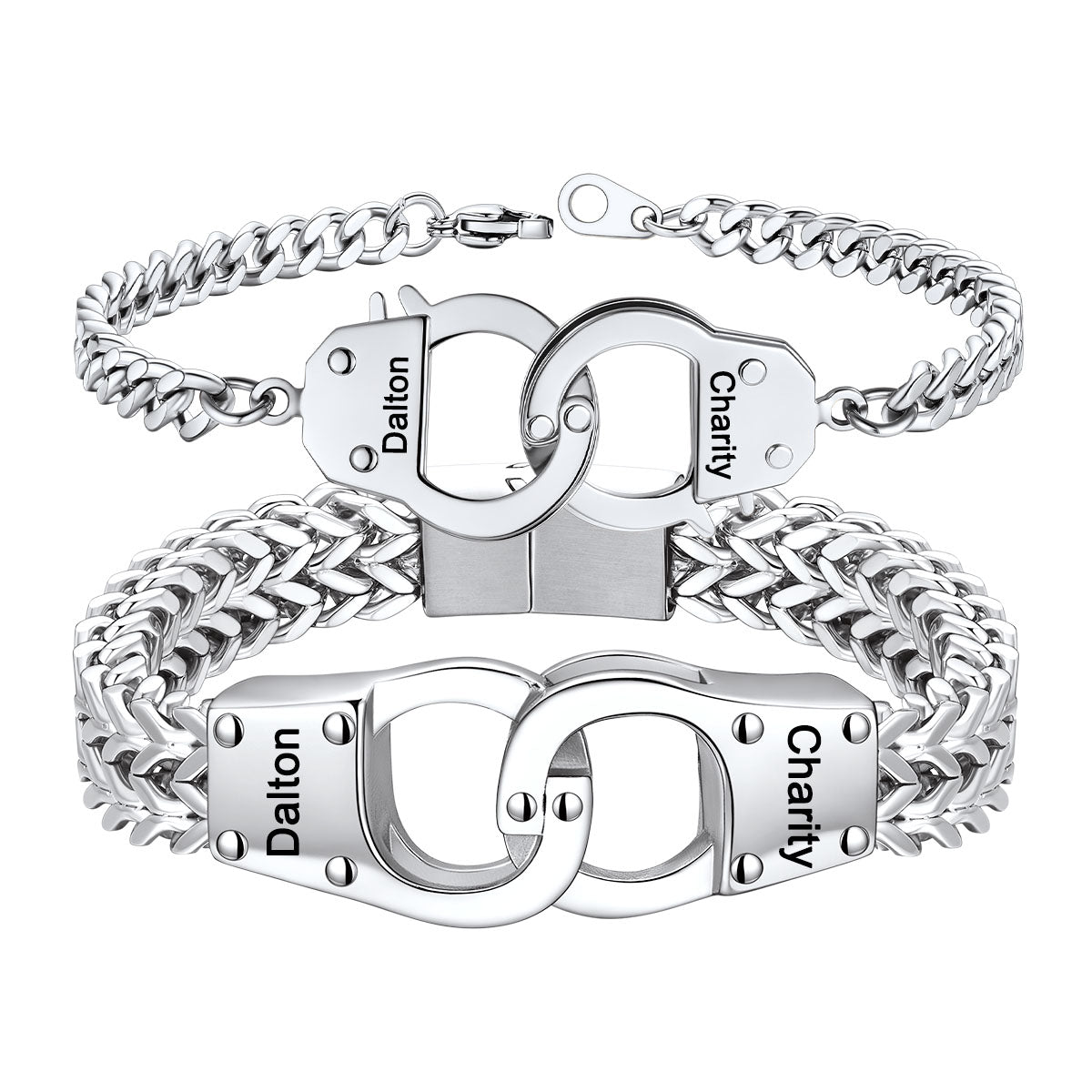 Engravable Handcuff Chain Bracelet for Couples