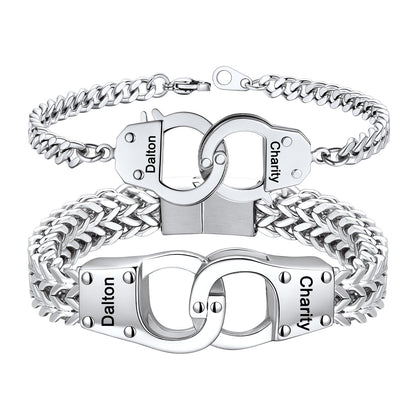 Engravable Handcuff Chain Bracelet for Couples