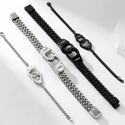 Engravable Handcuff Chain Bracelet for Couples in different color