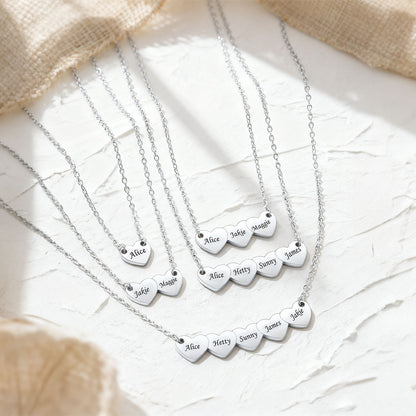 Engraved 1-5 Hearts Name Necklace for Women