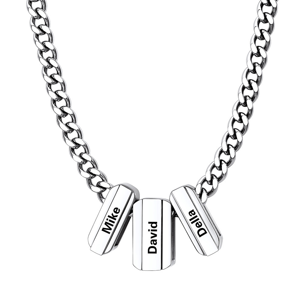 Engraved Charm 3 Names Necklaces