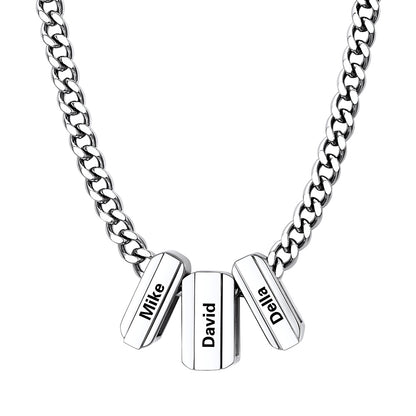 Engraved Charm 3 Names Necklaces