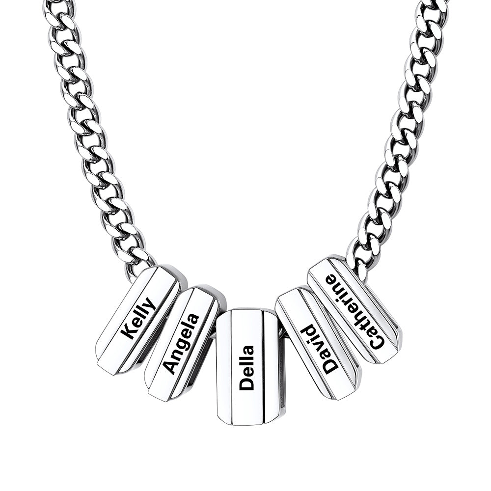 Engraved Charm 5 Names Necklaces