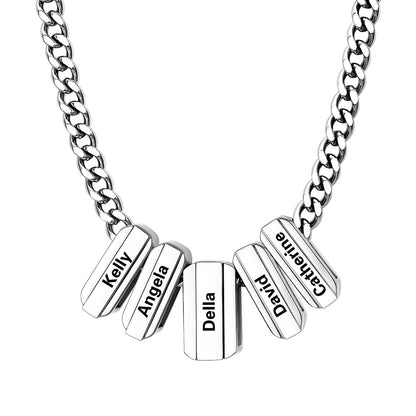 Engraved Charm 5 Names Necklaces
