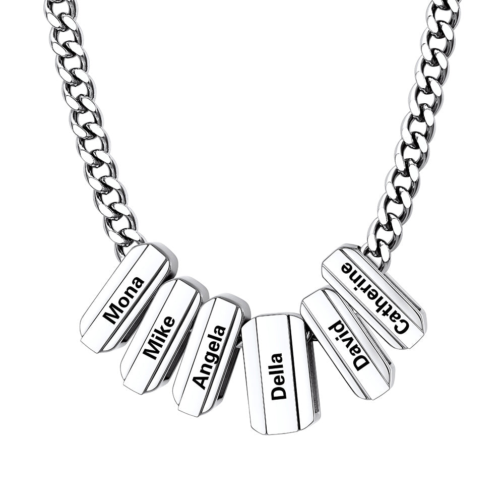 Engraved Charm 6 Names Necklaces