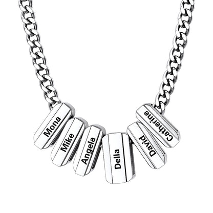 Engraved Charm 6 Names Necklaces
