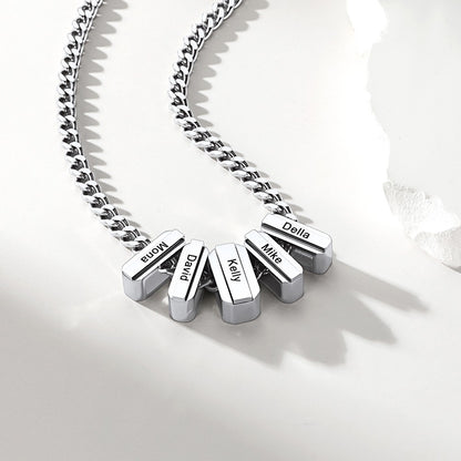 Engraved Charm Multi Name Necklace Stainless Steel