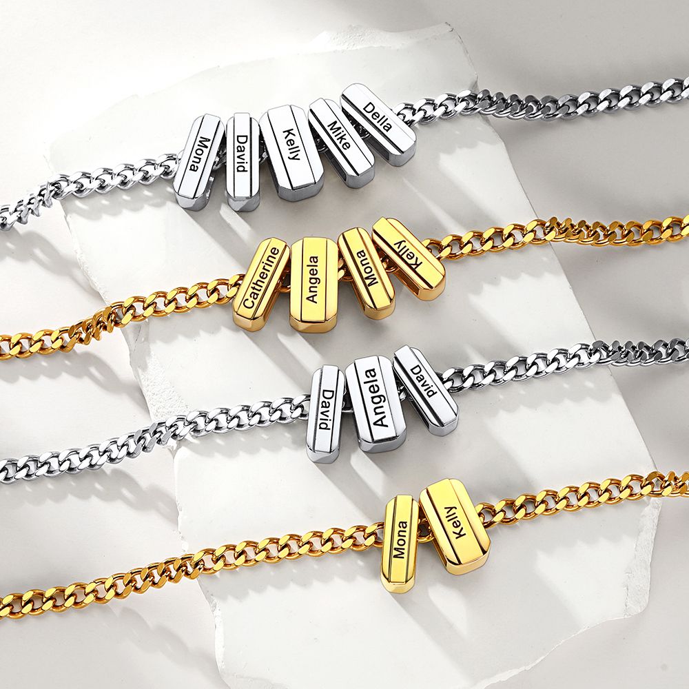 Engraved Charm Multi Name Necklace in different color