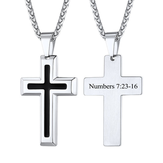 Engraved Dripping Oil Cross Necklace