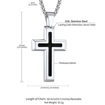 Engraved Dripping Oil Cross Necklace Dimension, Durable, Solid
