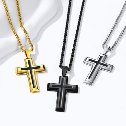 Engraved Dripping Oil Cross Necklace in different color