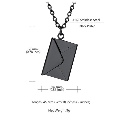  Engraved Envelope Locket Necklace: Dimension, Durable, Solid