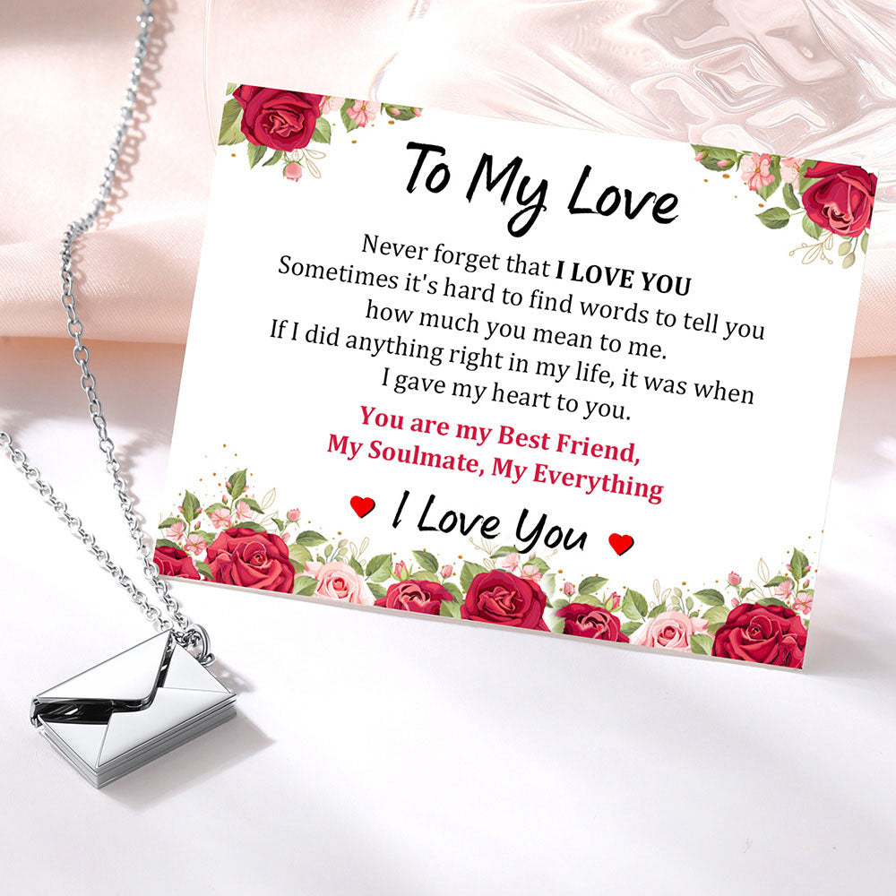  Engraved Envelope Locket Necklace with greeting card