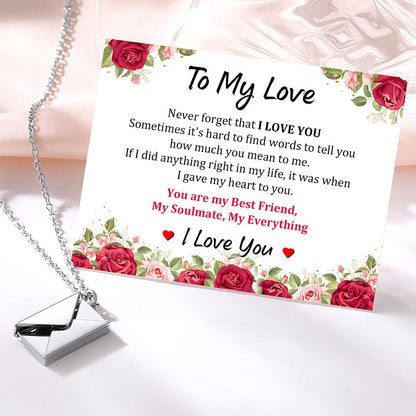 Engraved Envelope Locket Necklace with greeting card