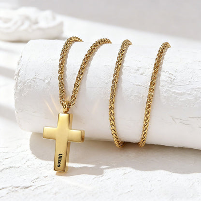 Engraved Latin Cross Urn Necklaces Gold Plated