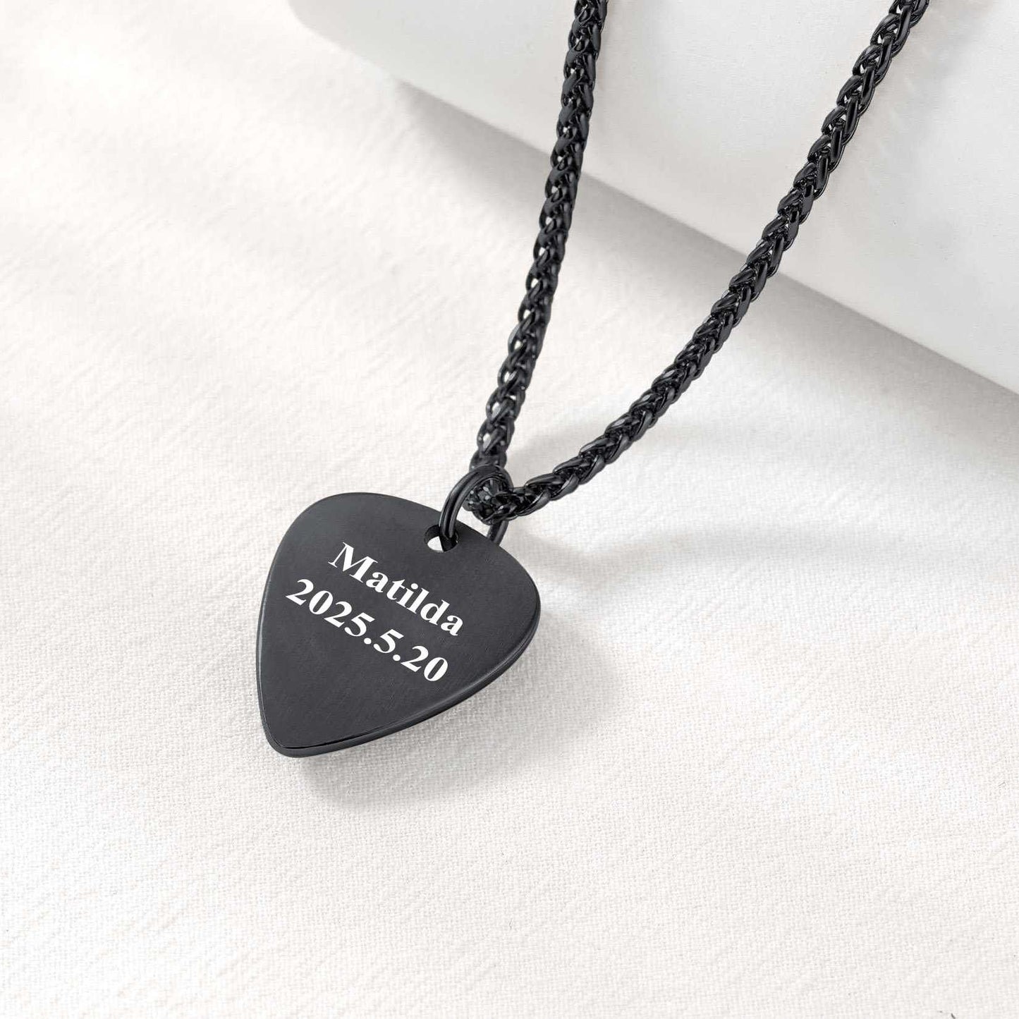 Engraved Punk Guitra Pick Skull Necklace