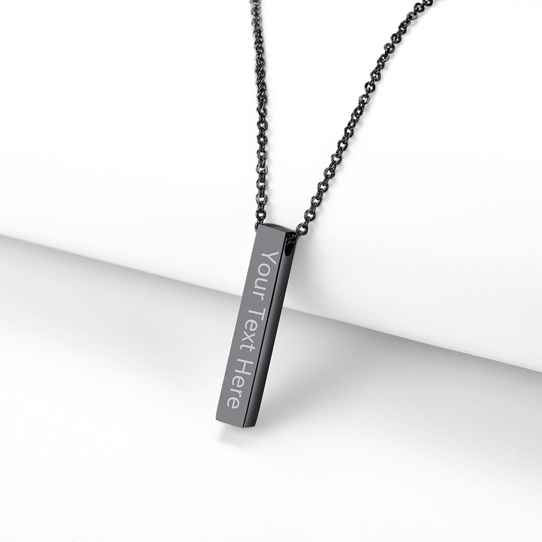 Engraved Vertical Pillar Bar Necklace