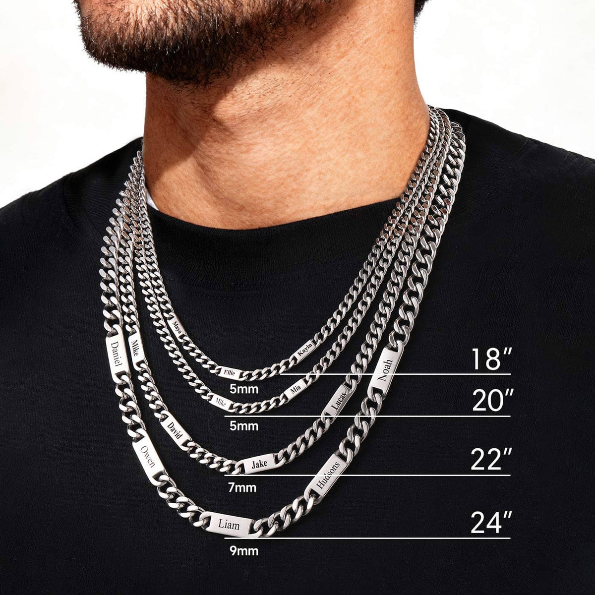 Personalized 1-6 Names Cuban Link Chain Necklace for Men| Custom ...