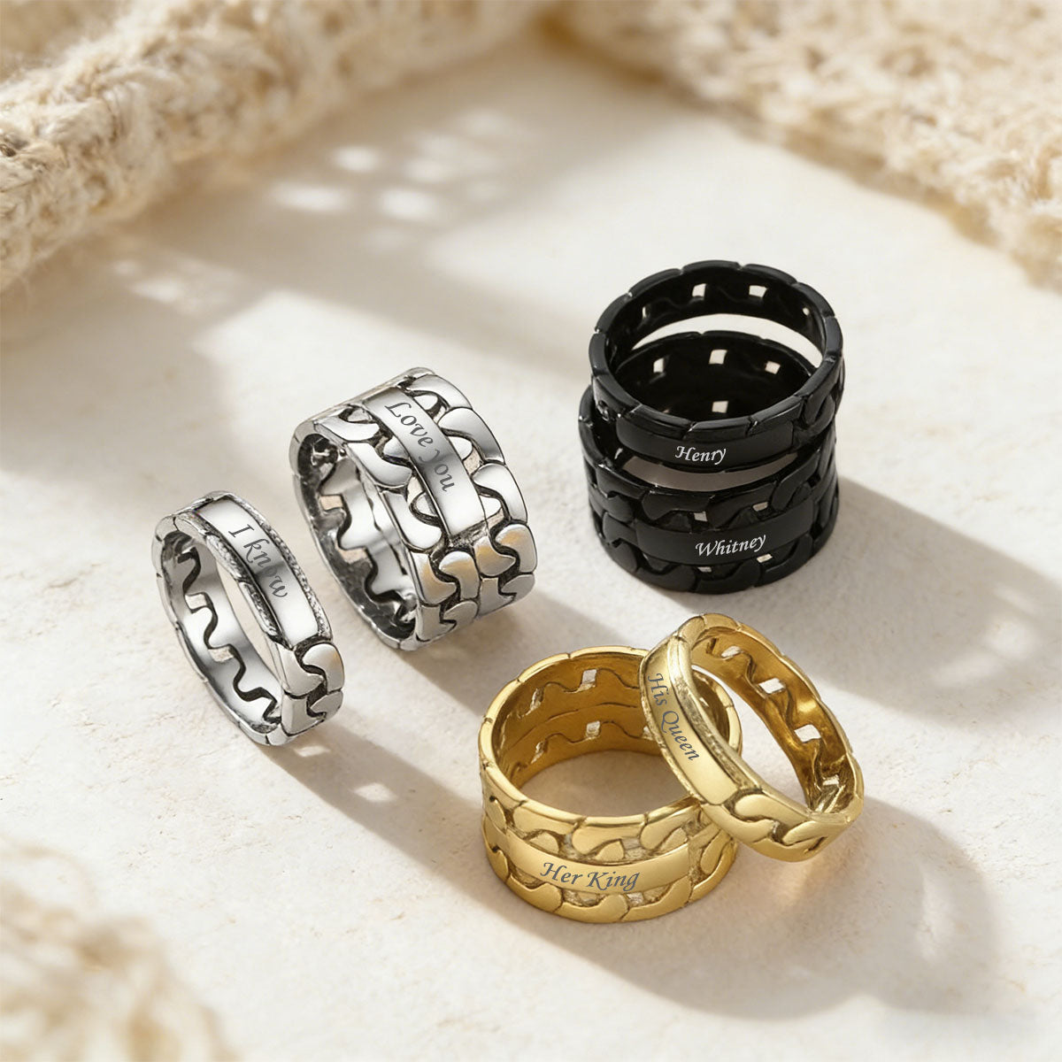 Engraving Cuban Rings in different color