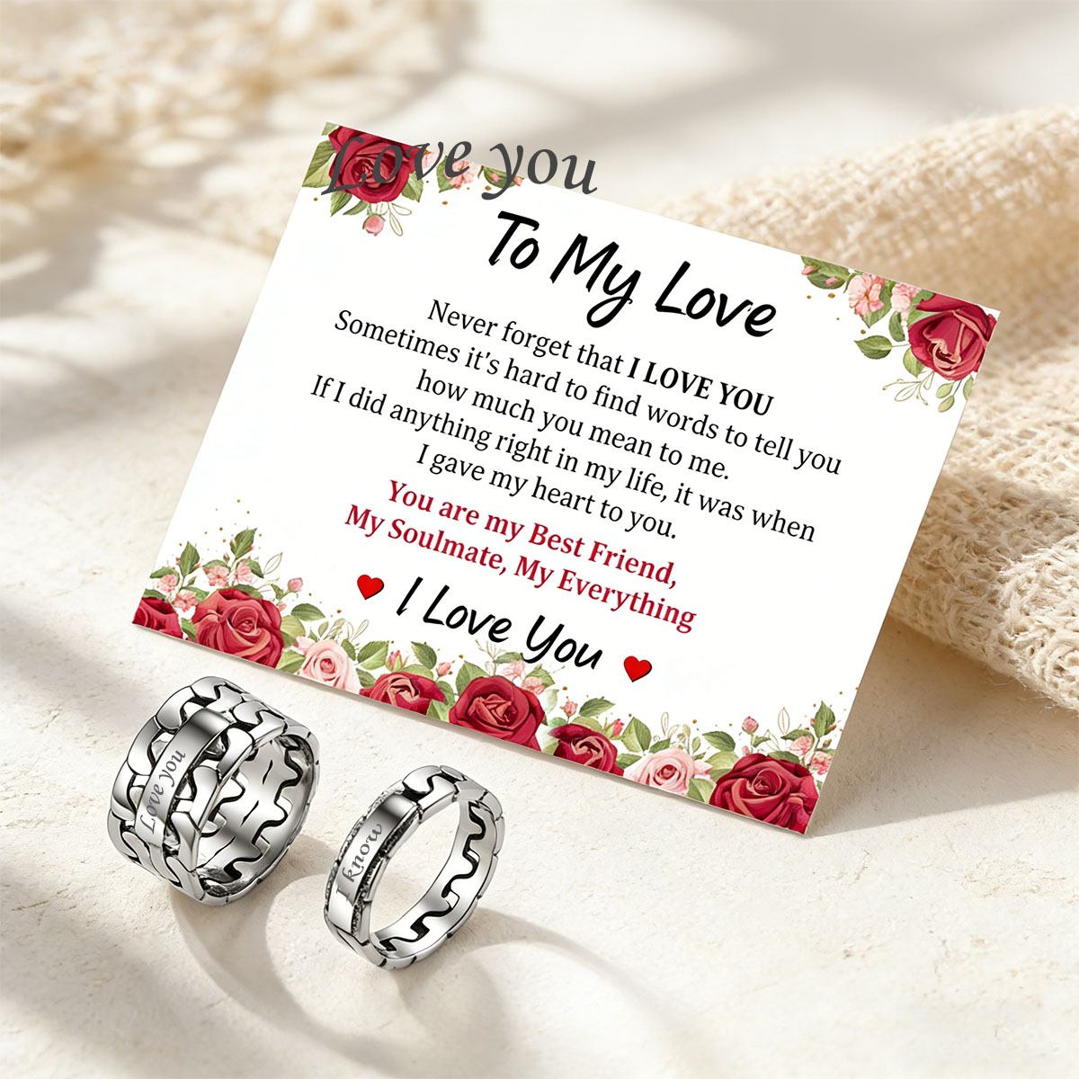 Engraving Cuban Rings with greeting card