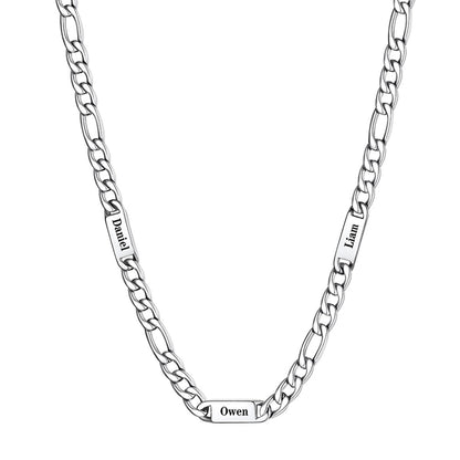Engraving Name Figaro Chain Necklace