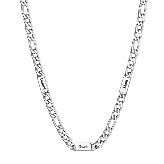Engraving Name Figaro Chain Necklace