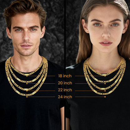 Engraving Name Figaro Chain Necklace 5/7MM