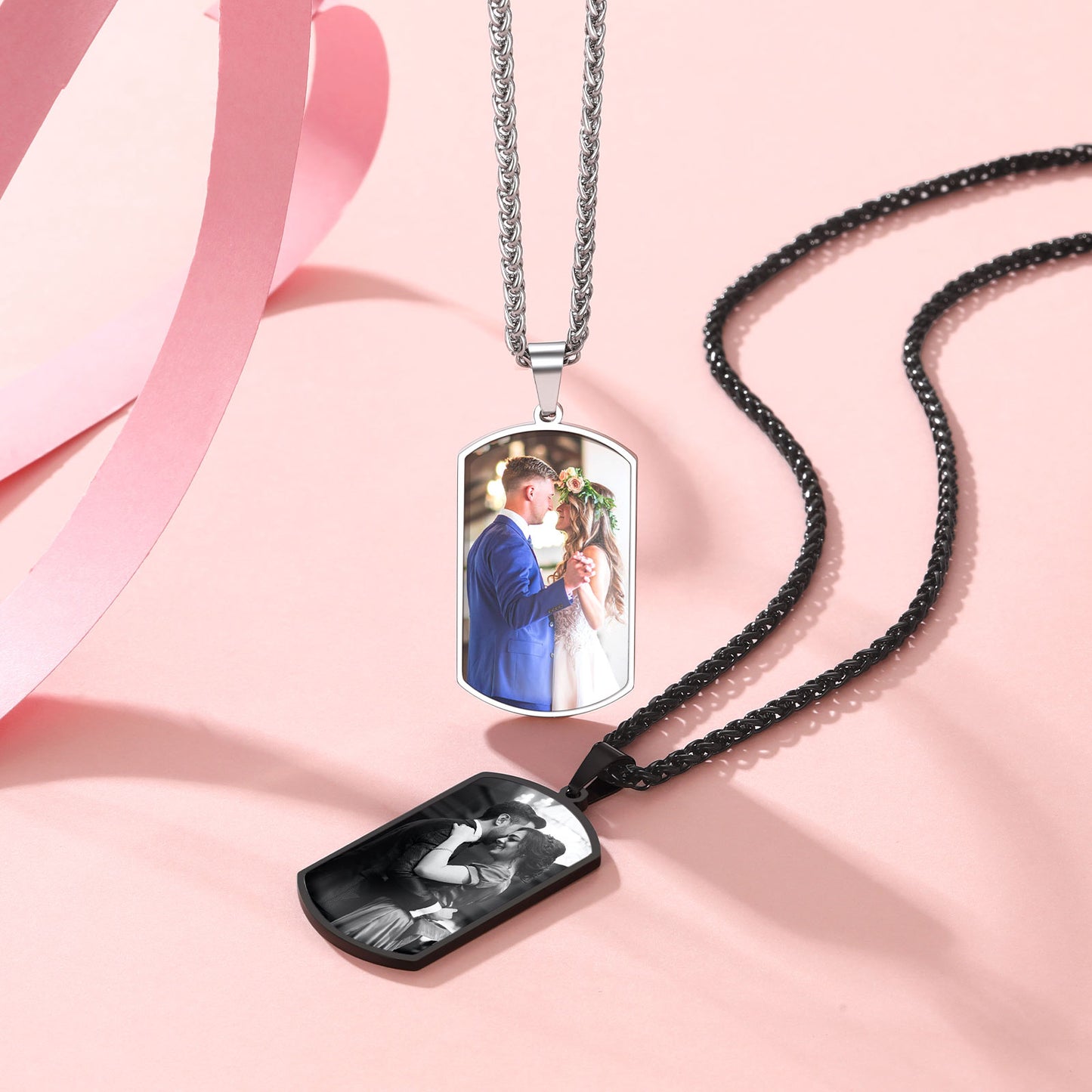 Personalized Dog Tag Picture Necklace for Men Women