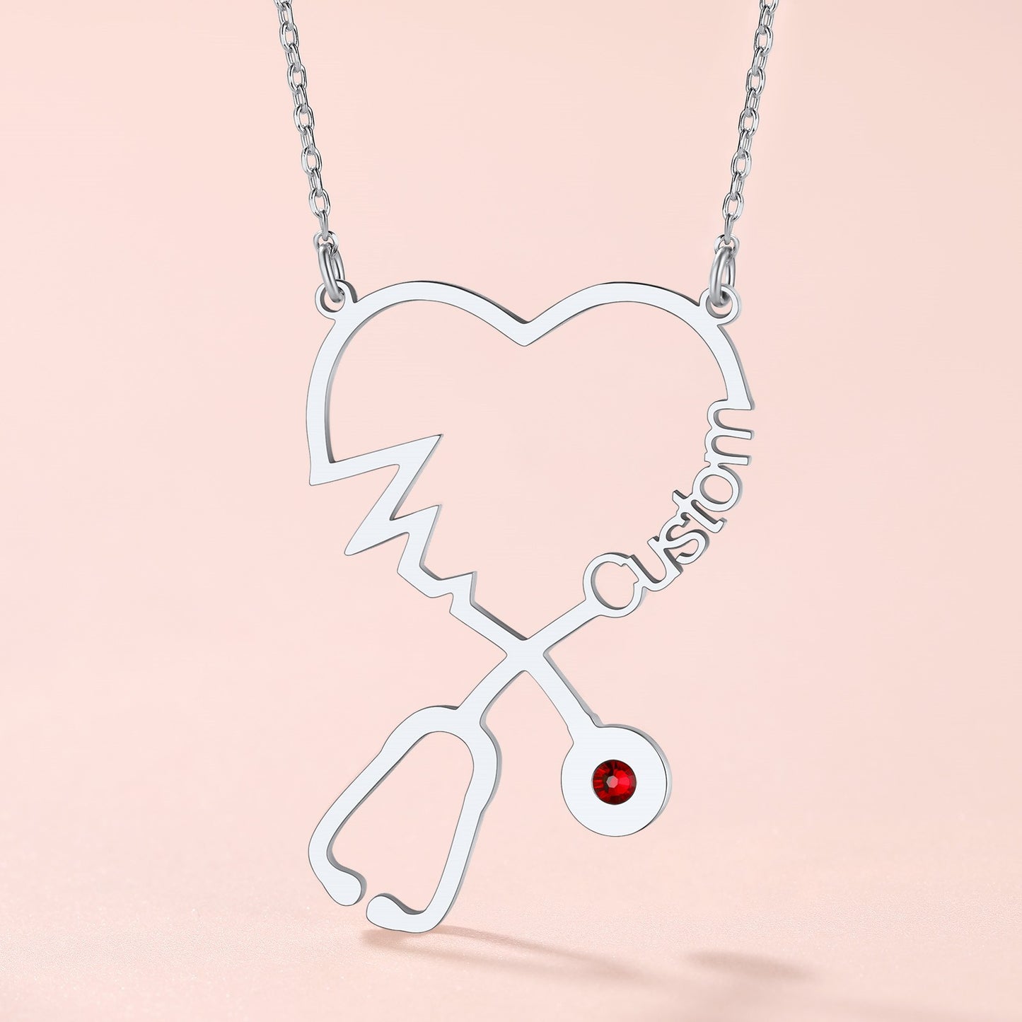 Stethoscope Heart Name Necklace