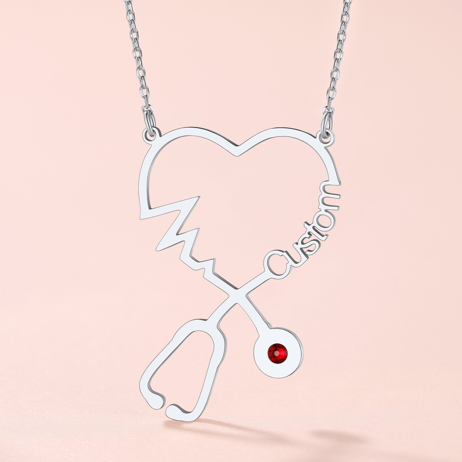 Stethoscope Heart Name Necklace