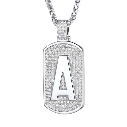 Bling Dog Tag A-Z Letter Necklaces for Men