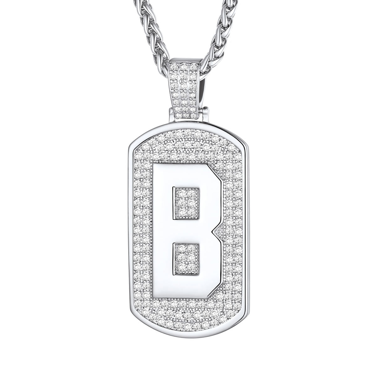 Bling Dog Tag A-Z Letter Necklaces for Men
