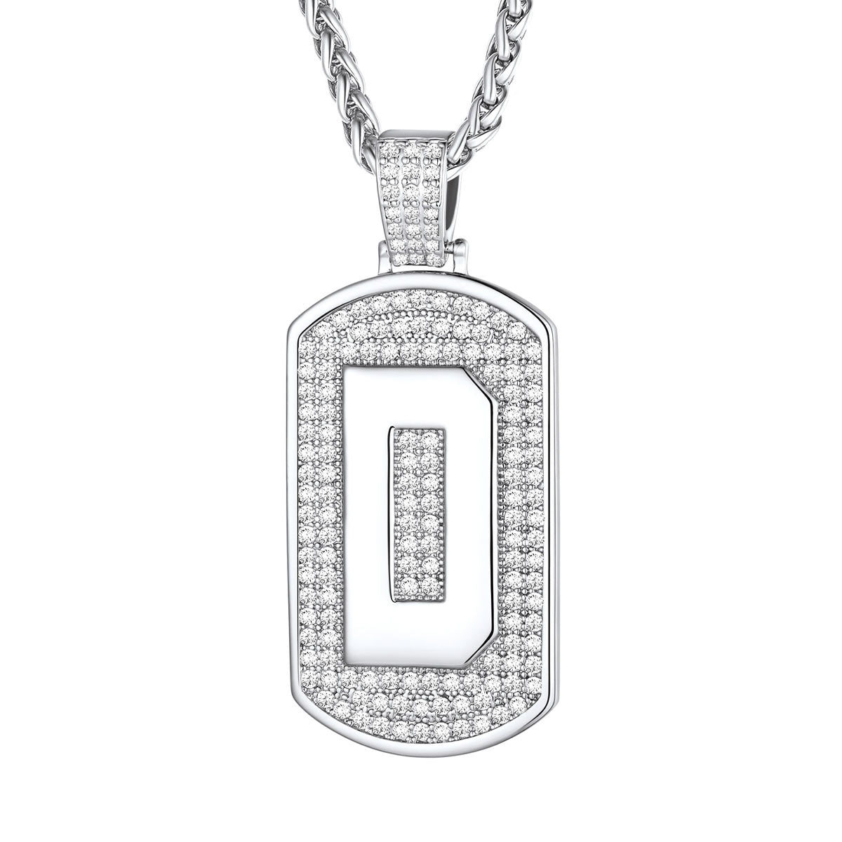 Bling Dog Tag A-Z Letter Necklaces for Men