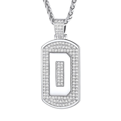 Bling Dog Tag A-Z Letter Necklaces for Men