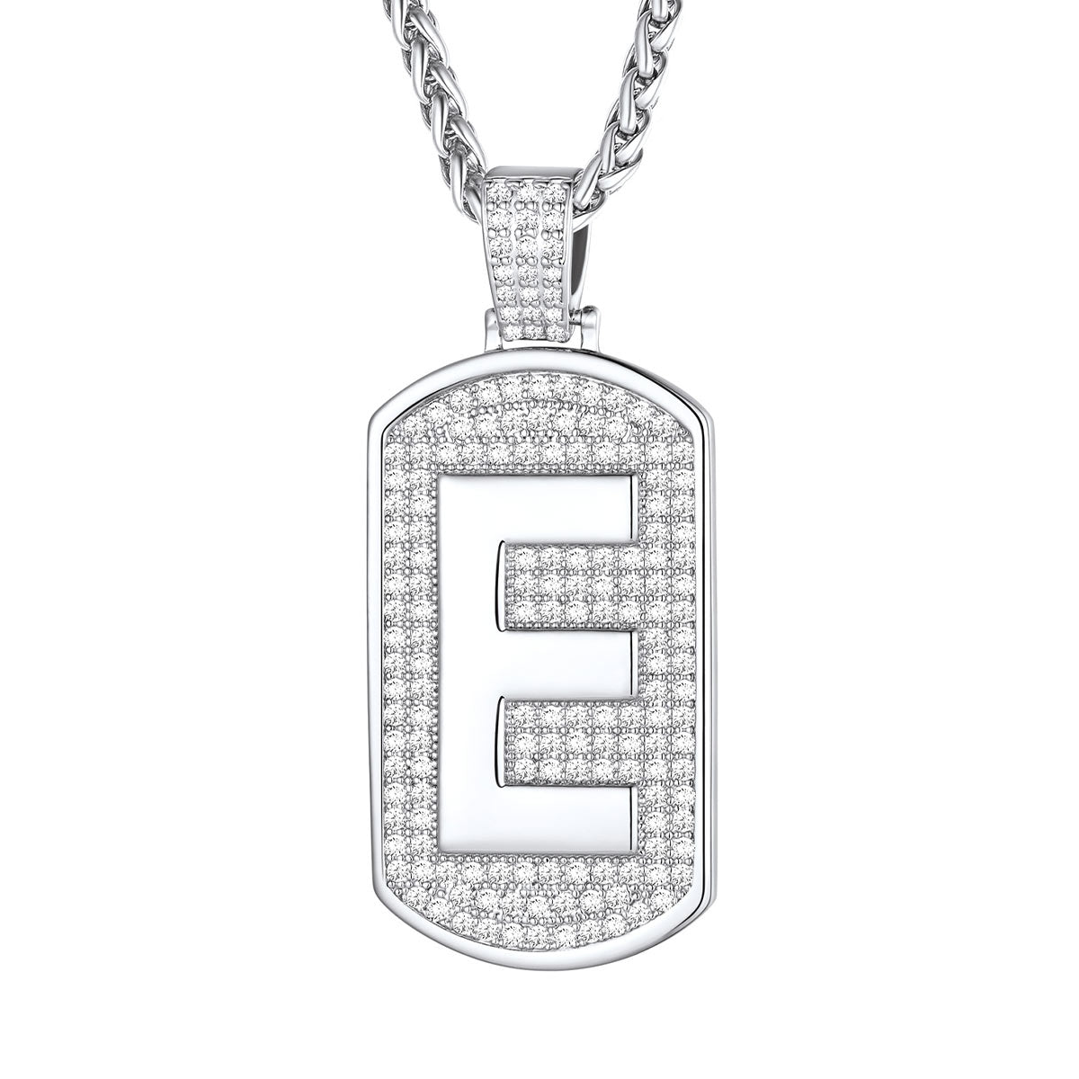 Bling Dog Tag A-Z Letter Necklaces for Men