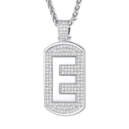 Bling Dog Tag A-Z Letter Necklaces for Men