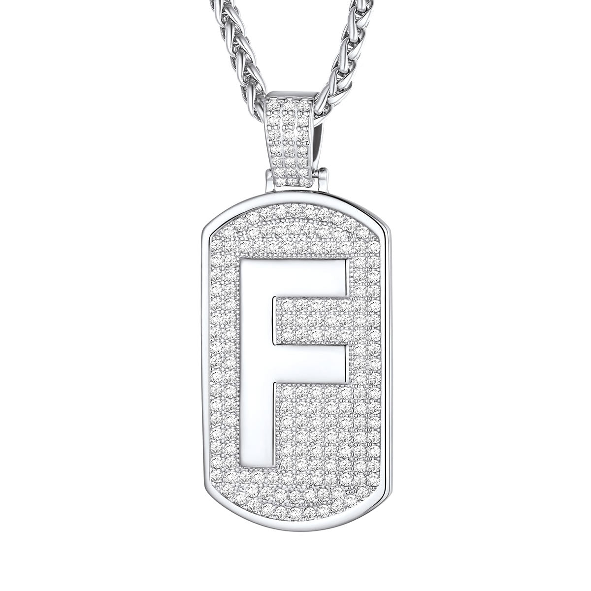 Bling Dog Tag A-Z Letter Necklaces for Men