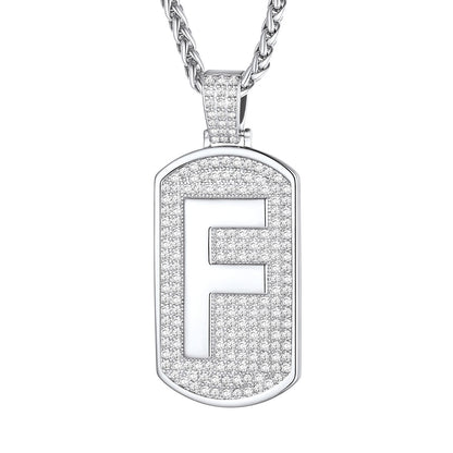Bling Dog Tag A-Z Letter Necklaces for Men