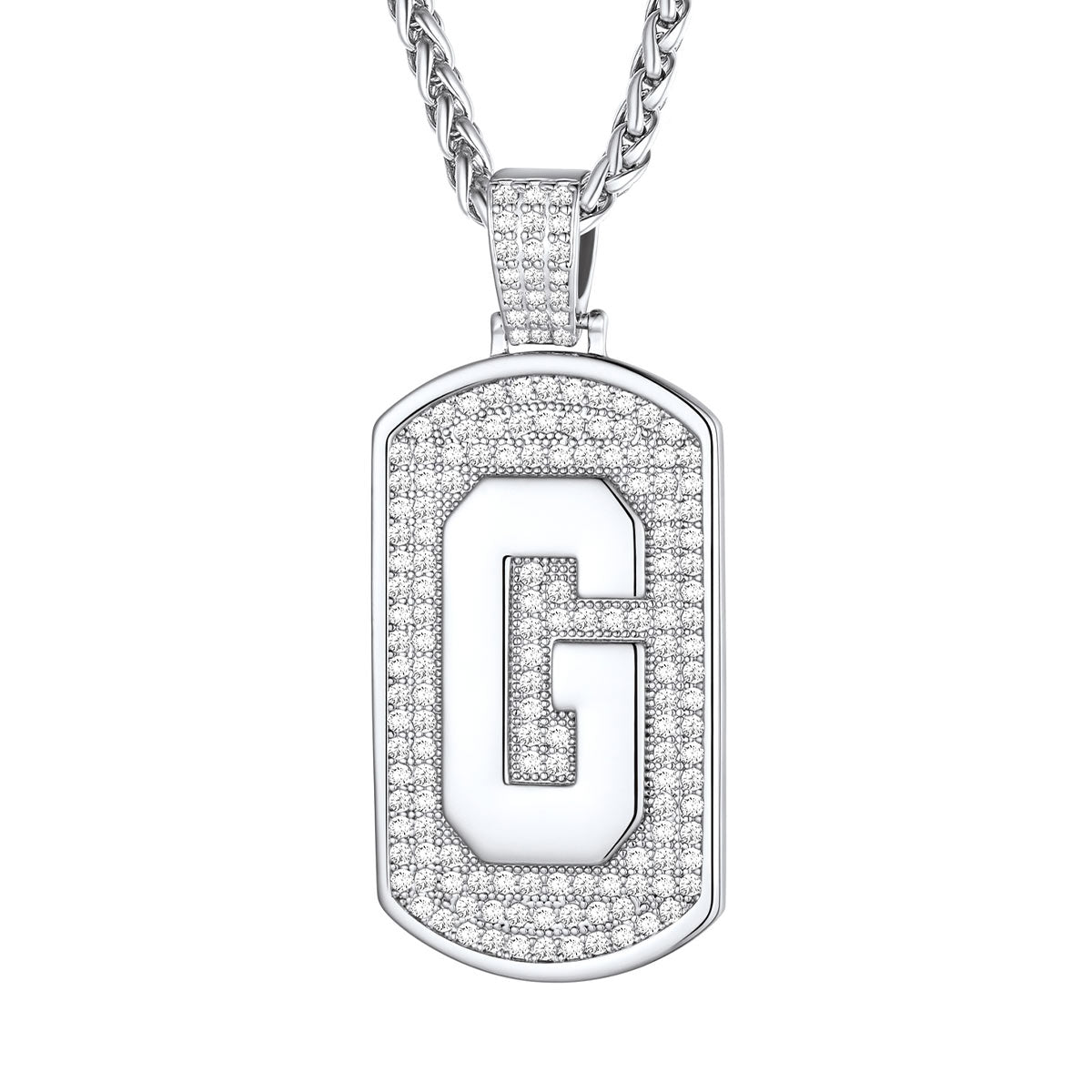 Bling Dog Tag A-Z Letter Necklaces for Men